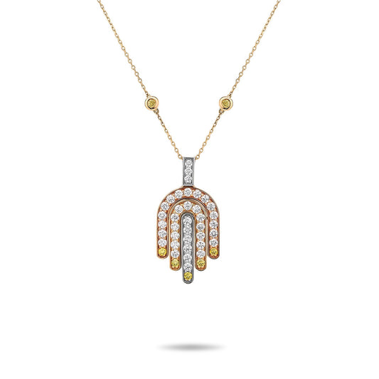 Davina Hamsa 18k Tri-Color Gold Yellow Diamonds