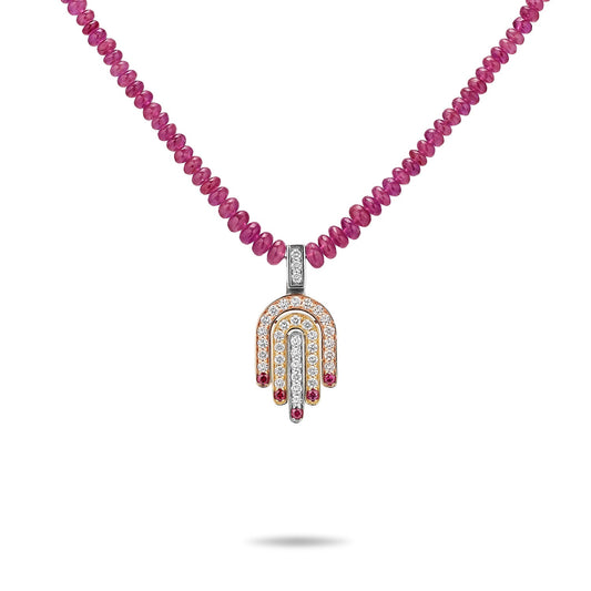 Davina Hamsa 18k Tri-Color Gold Rubies