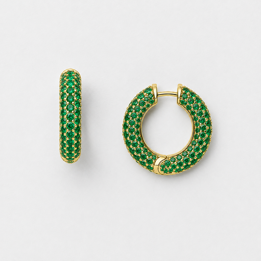 Luna Emerald Hoop Earrings