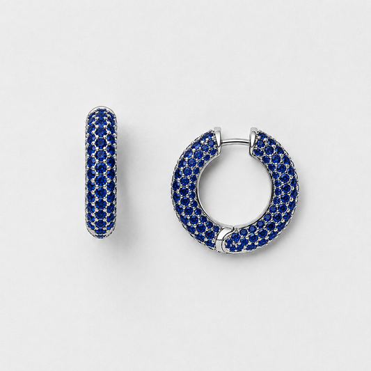 Luna Blue Sapphire Hoop Earrings