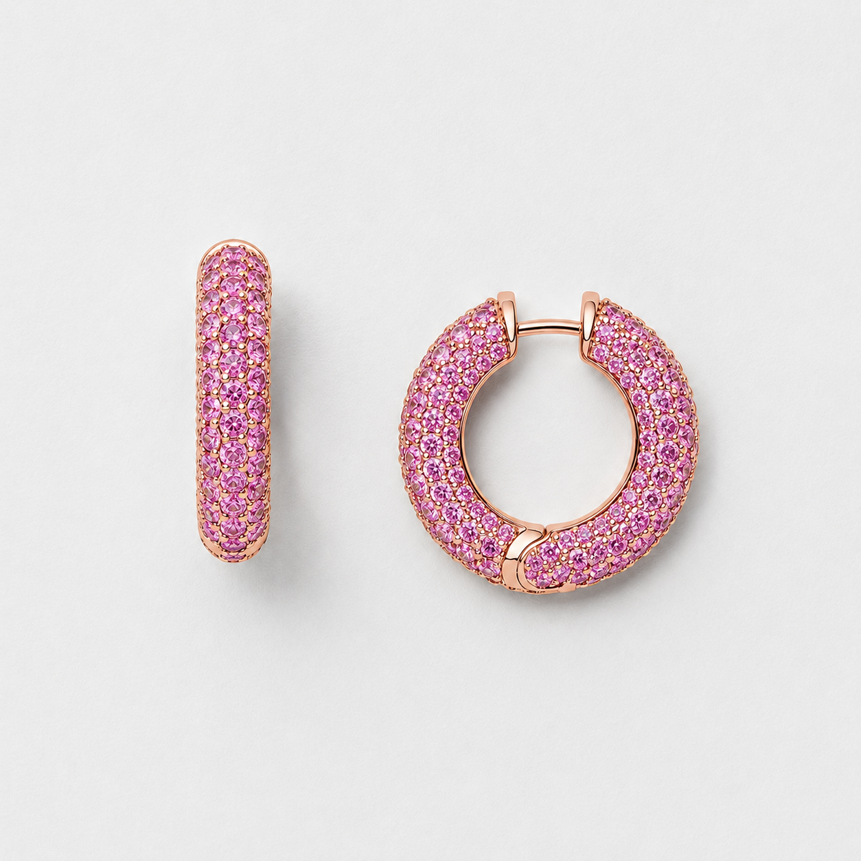 Luna Pink Sapphire Hoop Earrings