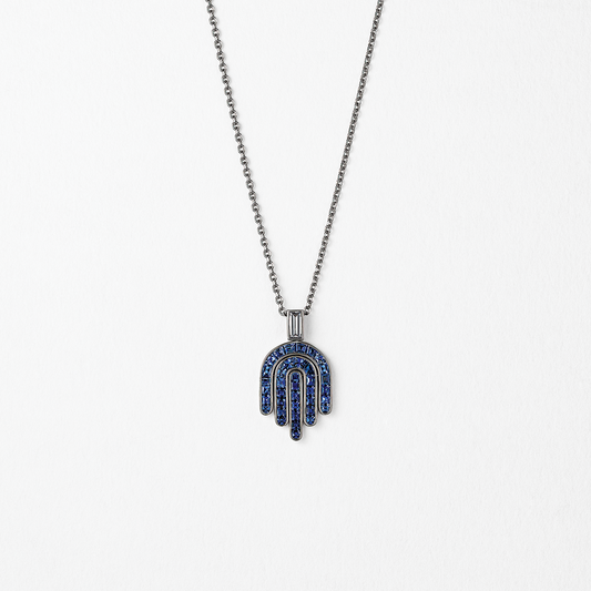 Davina Hamsa Platinum Blue Sapphires