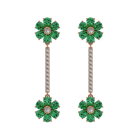 Les Fluer Rose Gold Green Flower Earrings