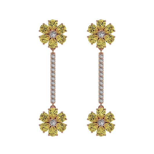 Les Fluer Rose Gold Yellow Flower Earrings