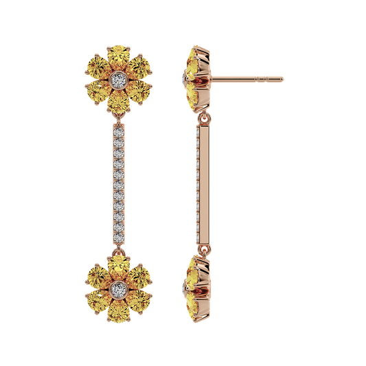Les Fluer Rose Gold Yellow Flower Earrings