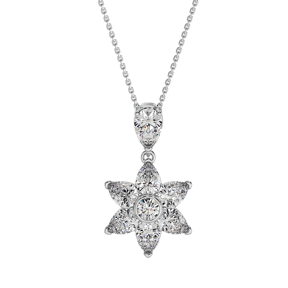 Les Fluer White Gold Flower Pendant