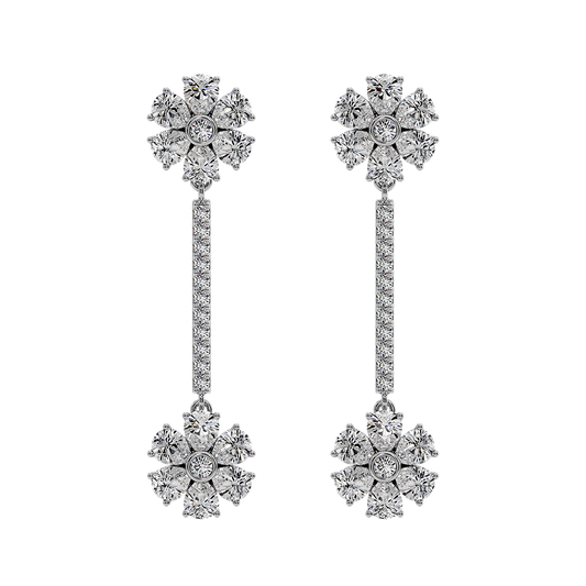 Les Fluer White Gold Flower Earrings