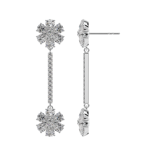 Les Fluer White Gold Flower Earrings