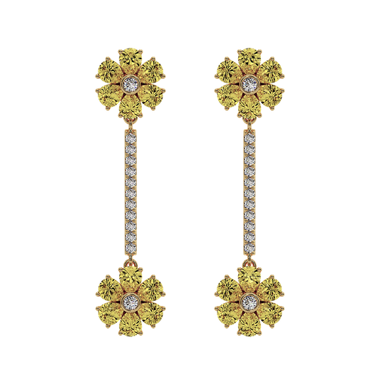Les Fluer Yellow Gold Yellow Flower Earrings