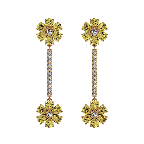 Les Fluer Yellow Gold Yellow Flower Earrings