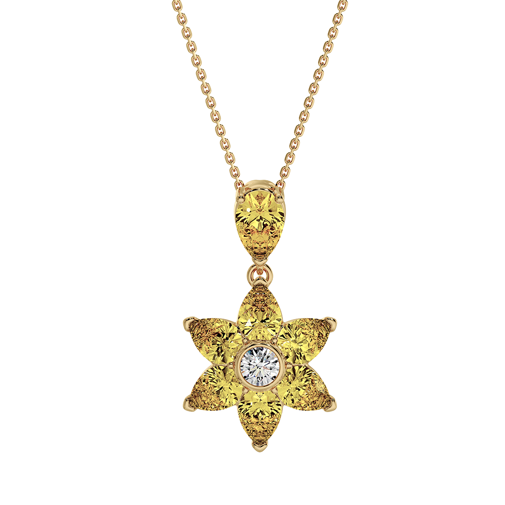 Les Fluer Yellow Gold Yellow Flower Pendant