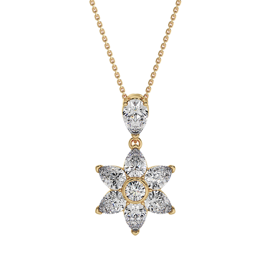 Les Fluer Yellow Gold Flower Pendant