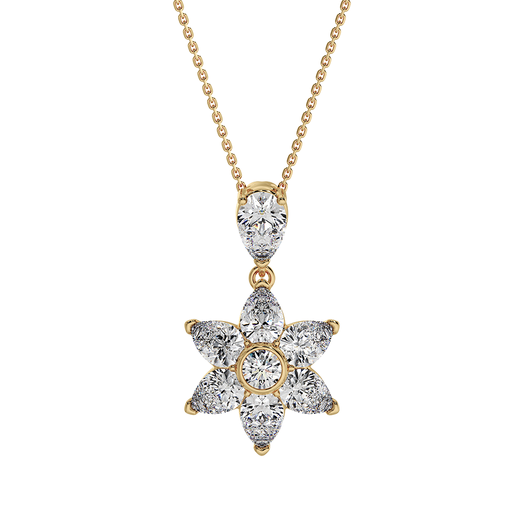 Les Fluer Yellow Gold Flower Pendant