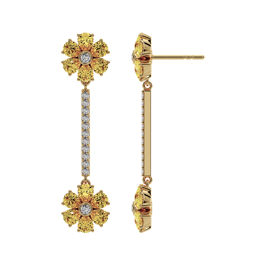 Les Fluer Yellow Gold Yellow Flower Earrings