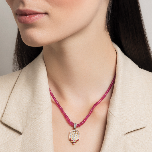 Davina Hamsa 18k Tri-Color Gold Rubies